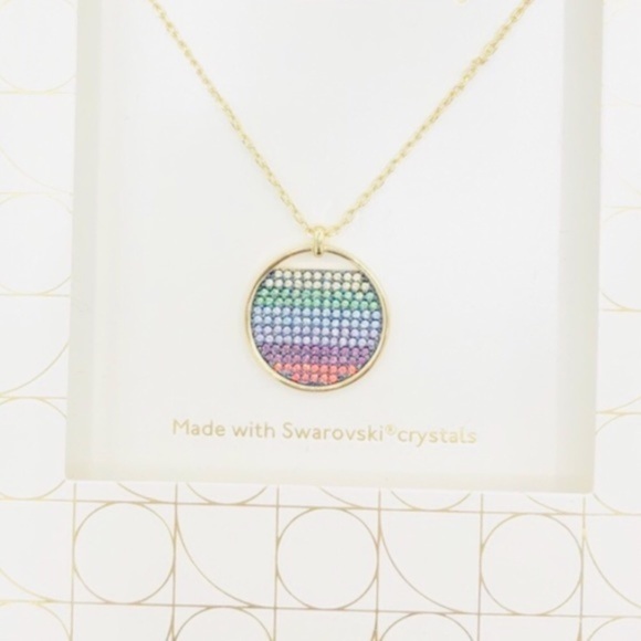 Rhode & Co Rainbow Swarovski Crystal Round Pendant 16” Inch Necklace - Picture 3 of 3